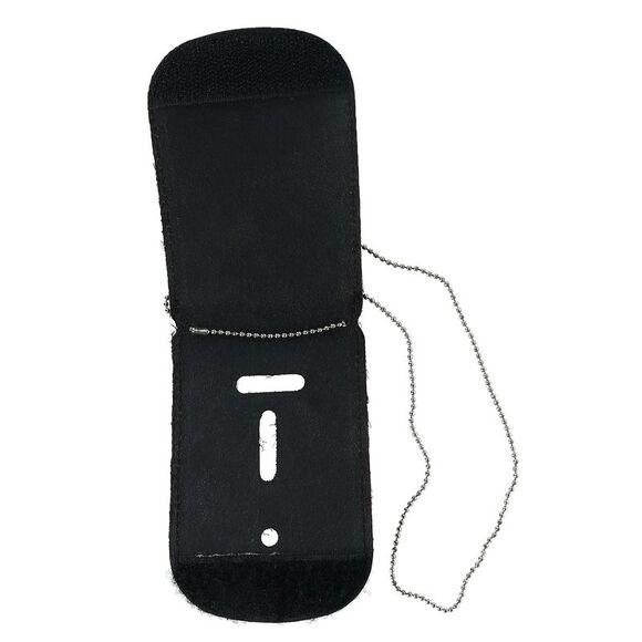CTM Leather Curved Rectangle Badge Holder Wallet with Back ID Window and Neck - Picture 3 of 3